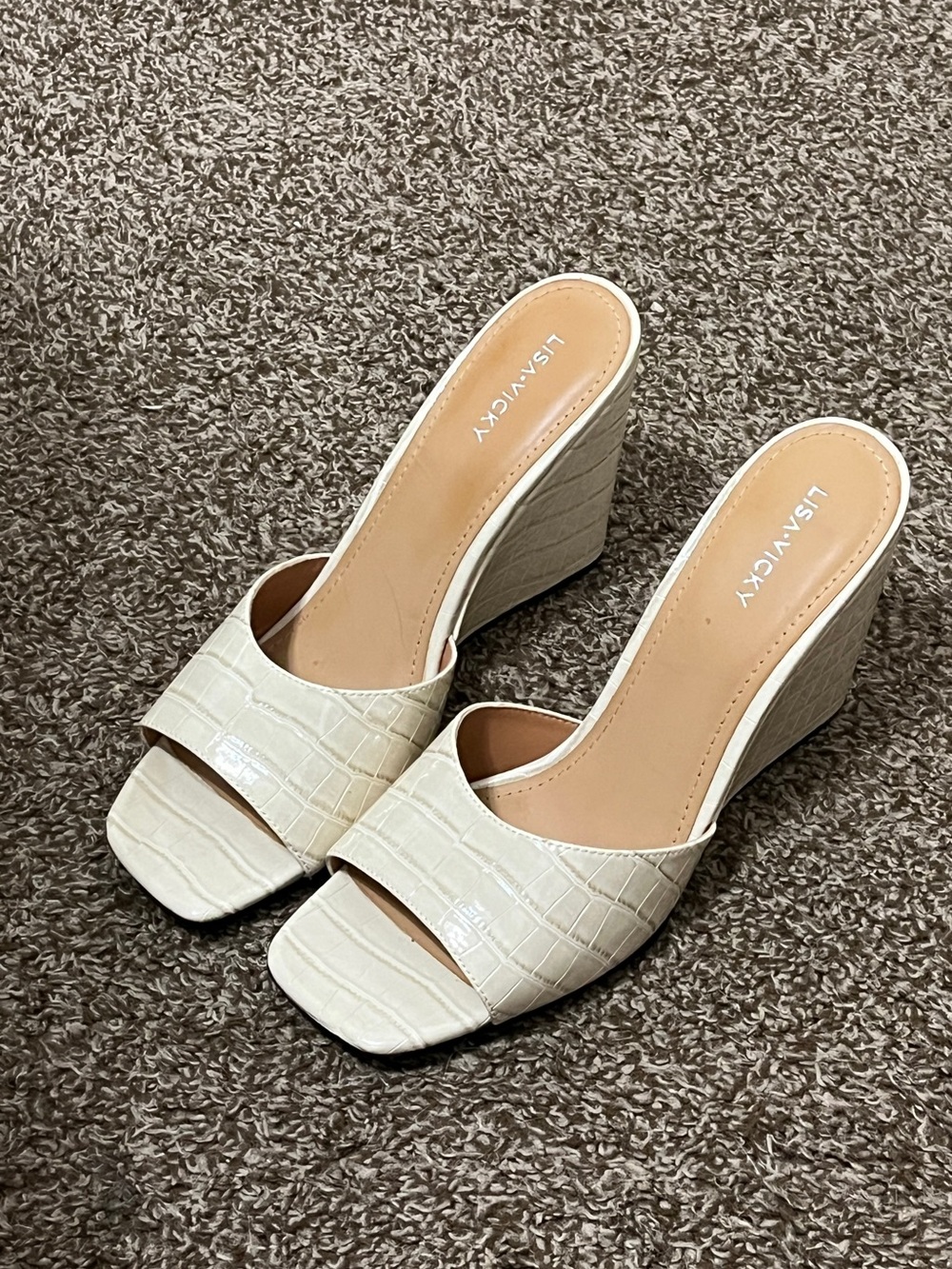 Lisa Vicky Crocodile Open Toe Wedge Heels
